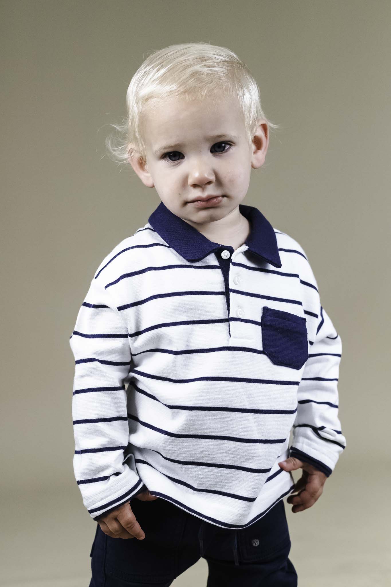 Bailey Boys Harry Long Sleeve Striped Performance Polo Moss/Blue main image 0