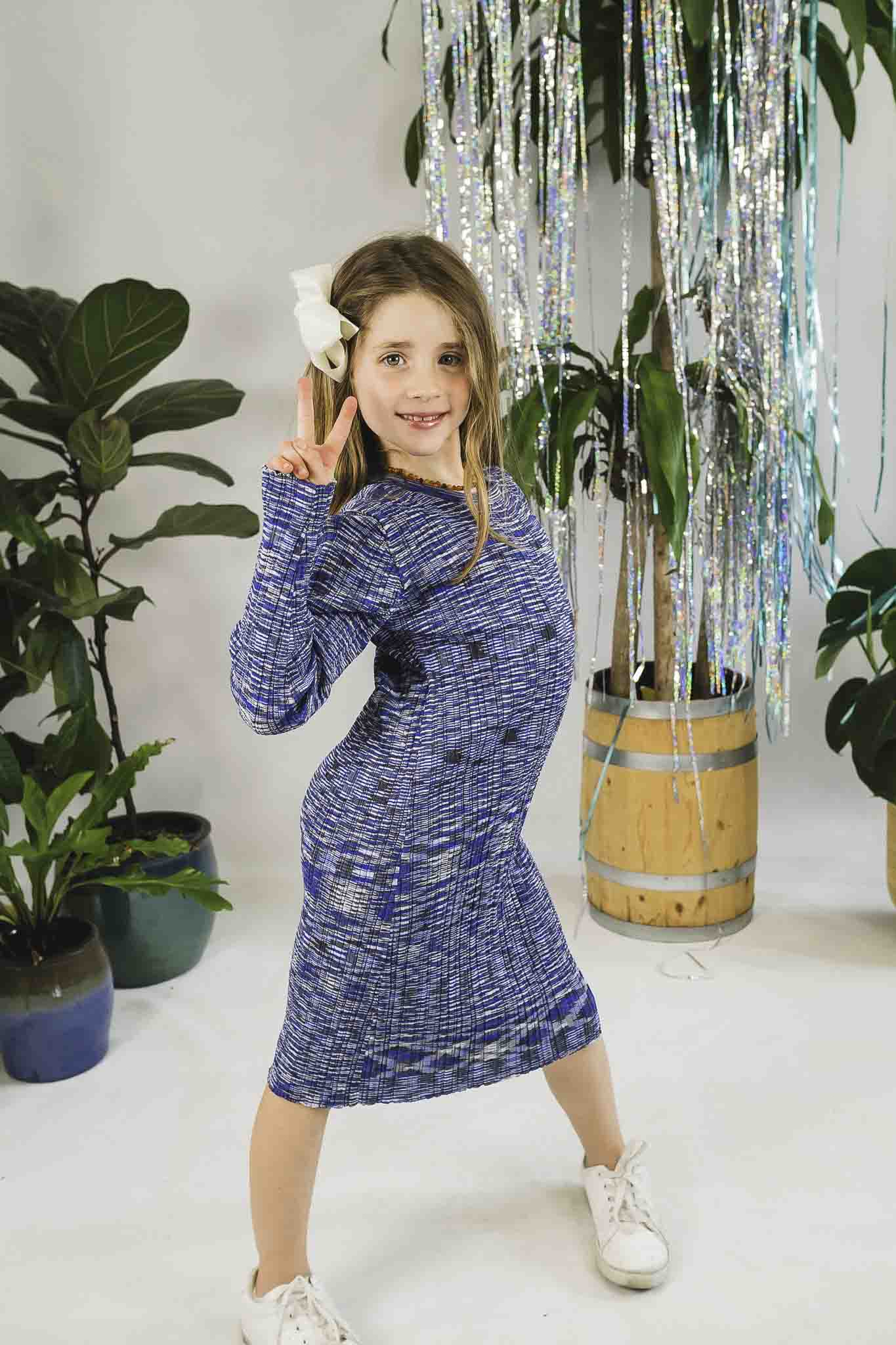 Camille Blue Mouline Dress (Girl) Bowfish Kids Camille Blue Mouline Dress (Girl) Bowfish Kids