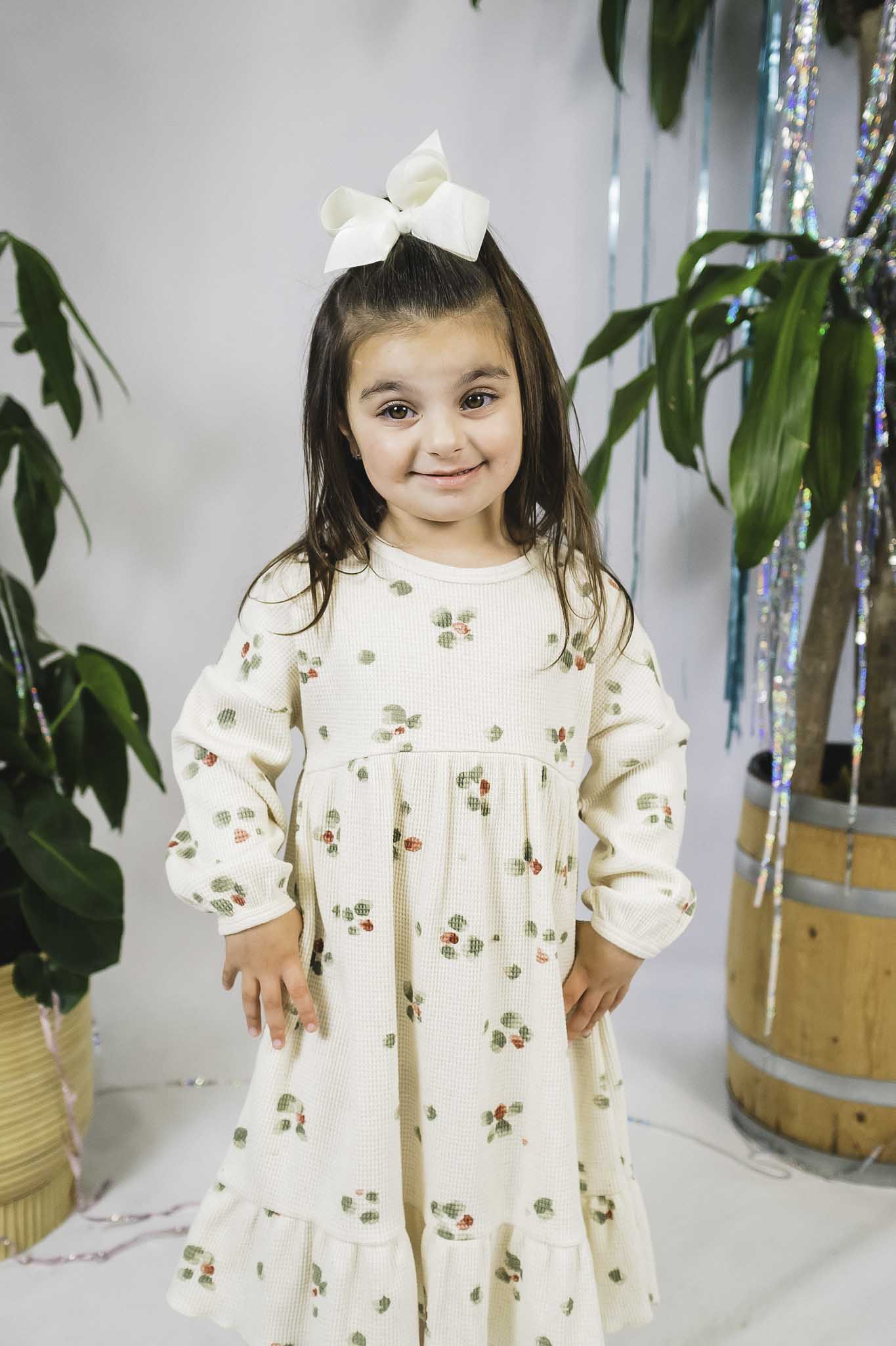 Cream Floral Printed Interlock Dress (Girl) 8 Cream Floral Printed Interlock Dress (Girl) 8