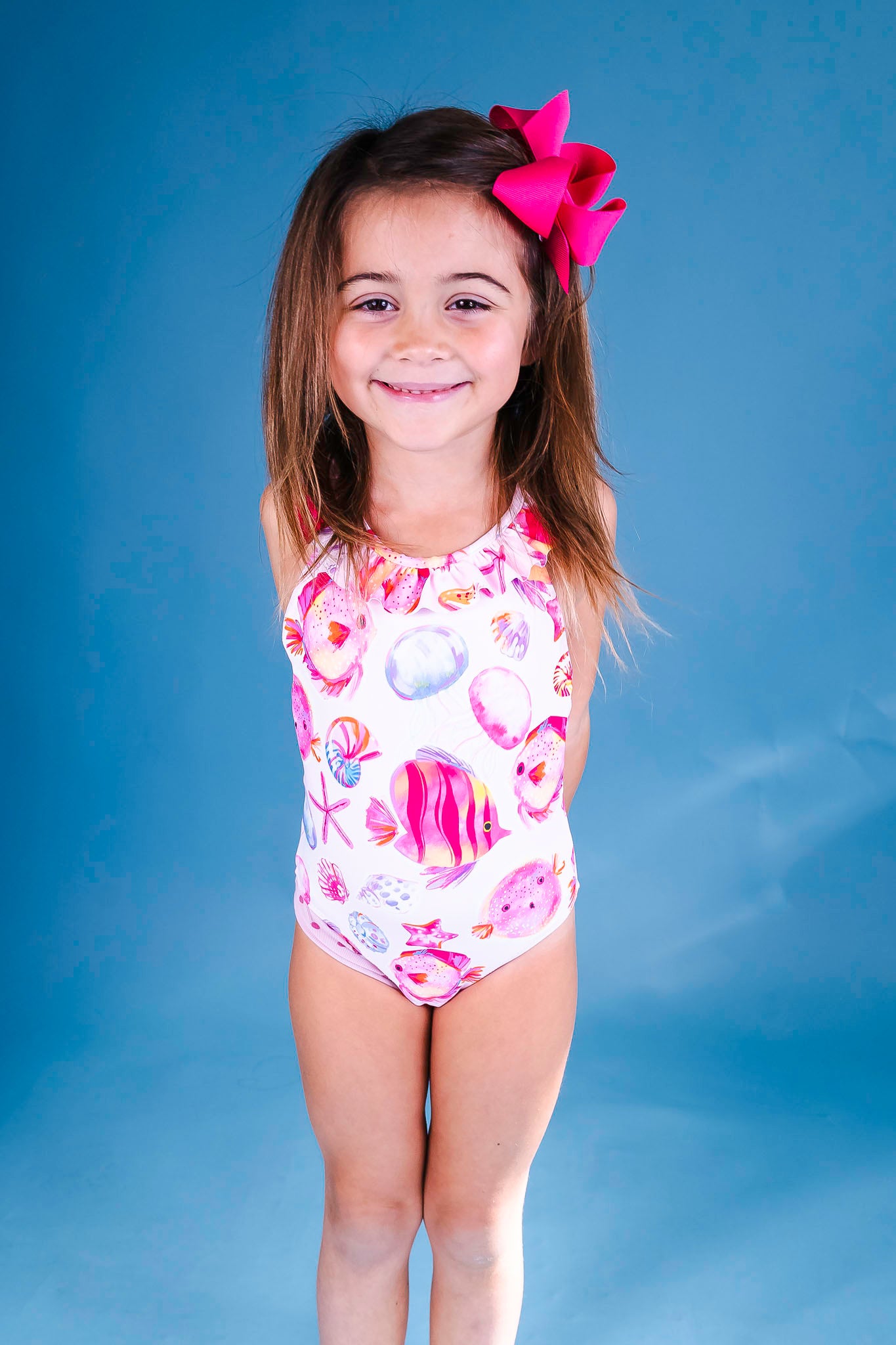 Magenta Fish OnePiece Swim (Toddler Girl)