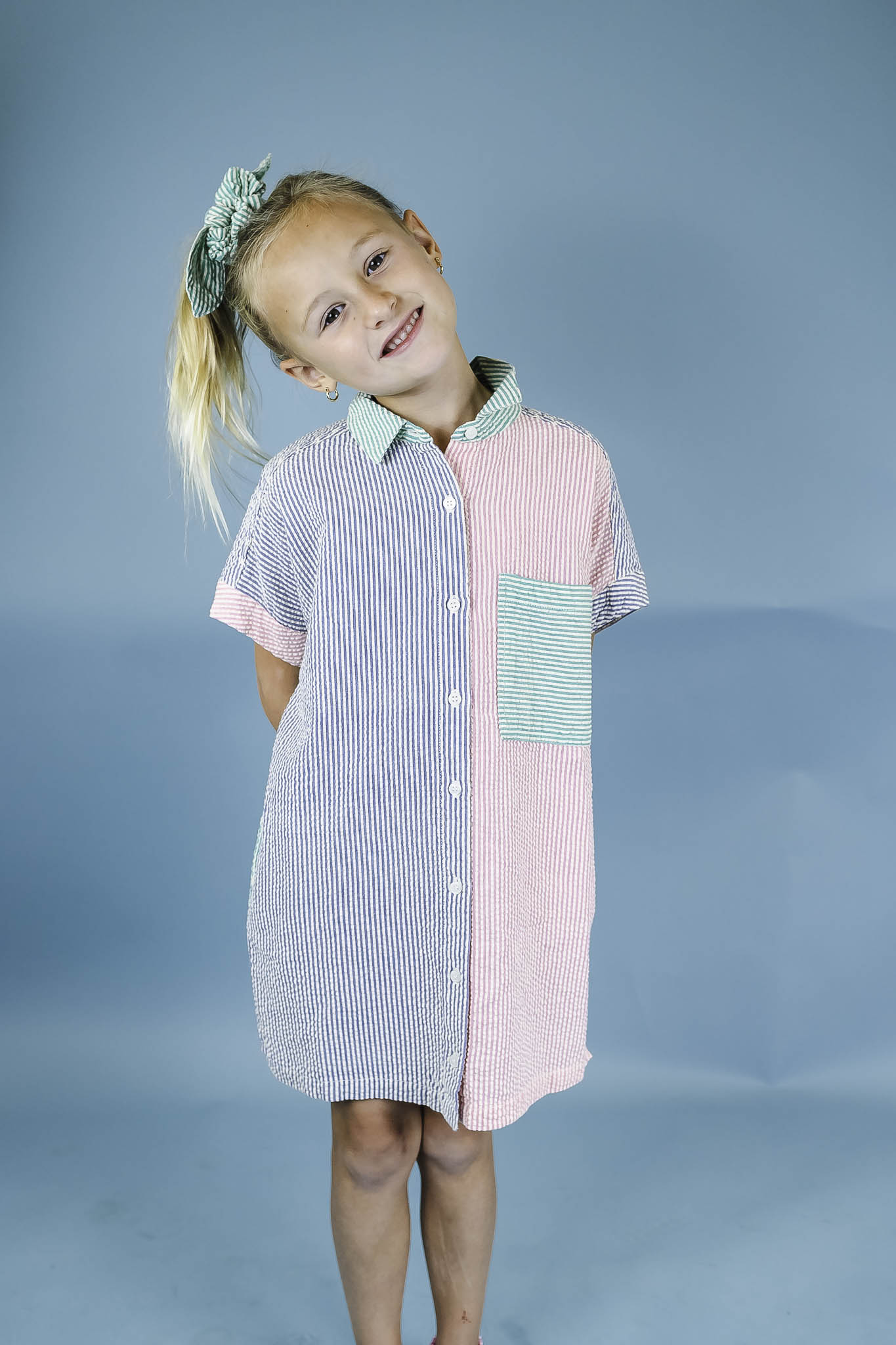 Patchwork Woven Collared Dress (Girl)