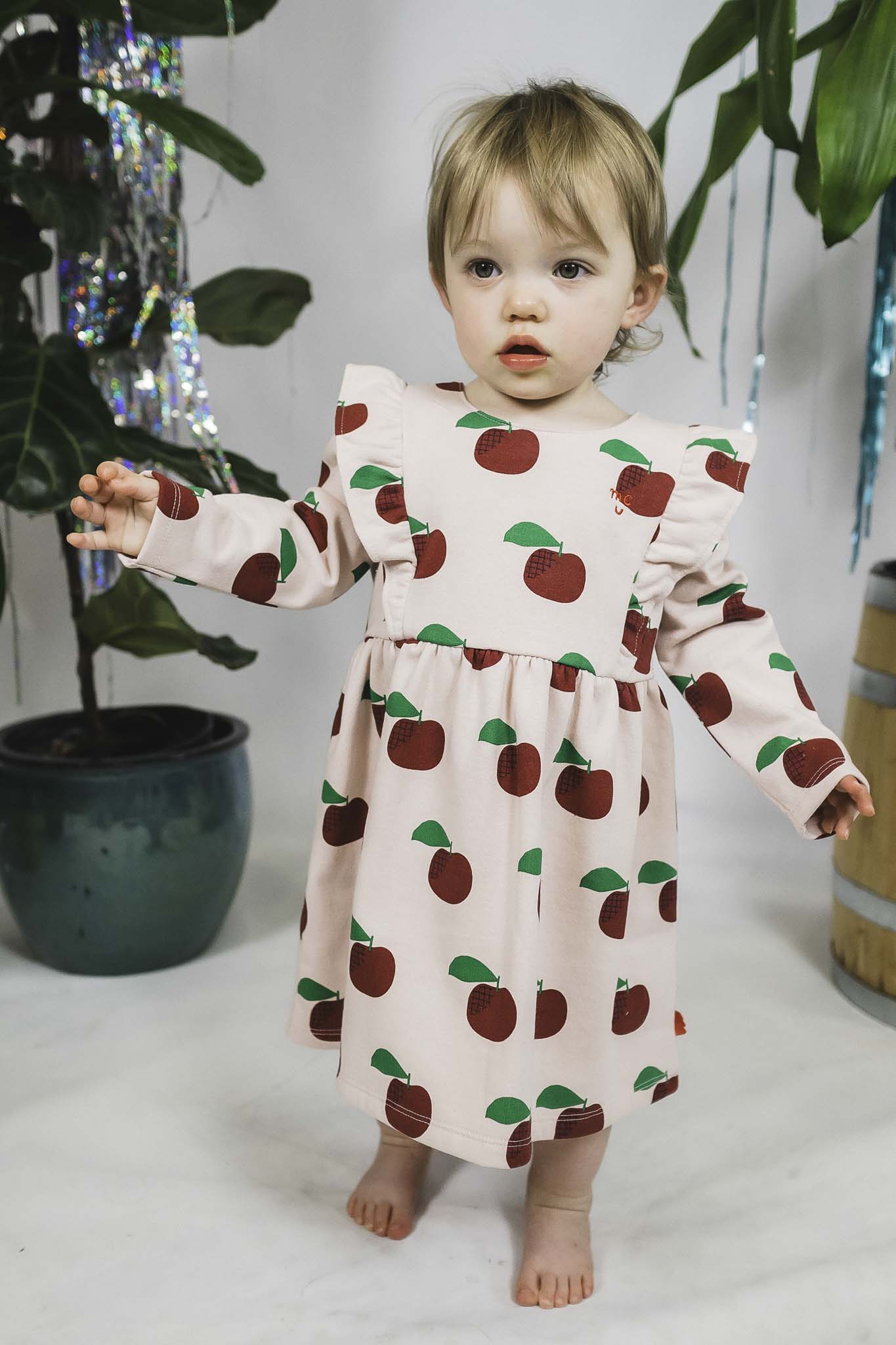 Recycled Cotton Apple Dress (Toddler Girl) Bowfish Kids Recycled Cotton Apple Dress (Toddler Girl) Bowfish Kids