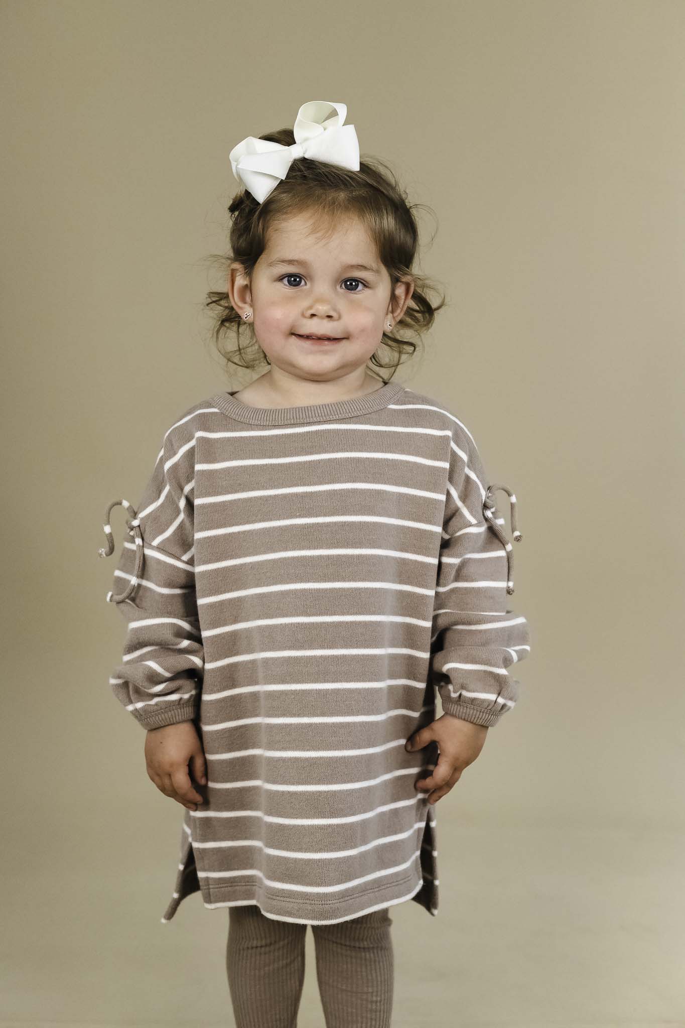 Tan Striped Jersey Dress (Girl) 10 Tan Striped Jersey Dress (Girl) 10