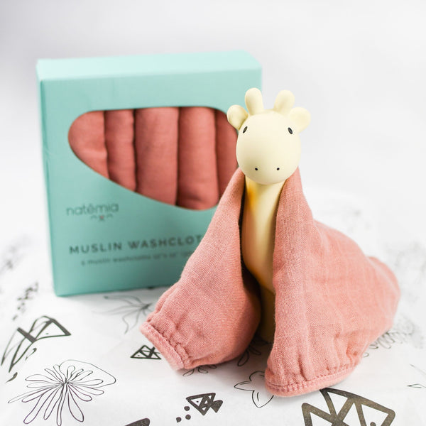 Muslin Bamboo Rose Washcloths Bowfish Kids