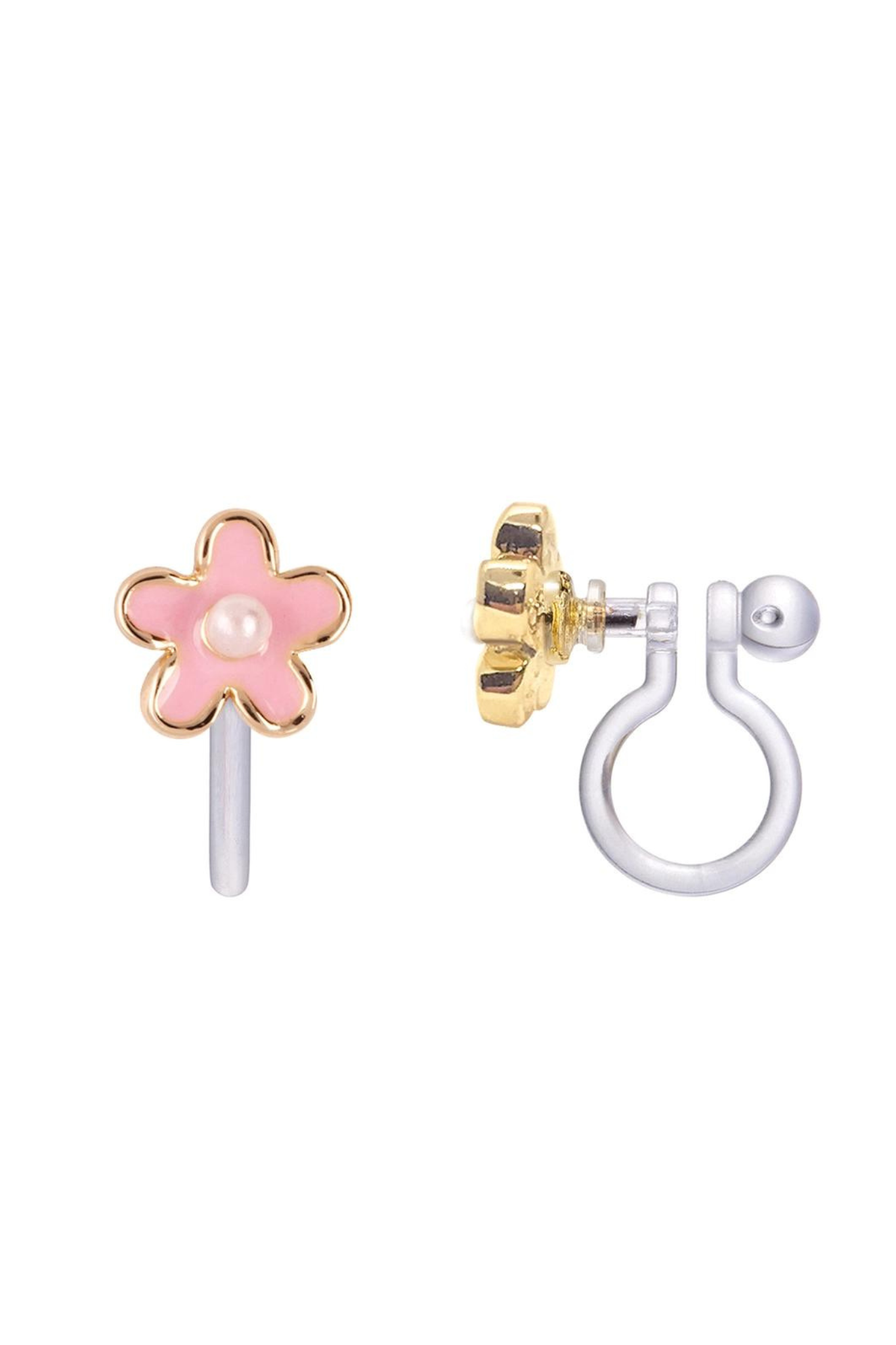 Pink Fancy Flower Clip On Earrings Bowfish Kids