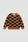 Miles the label Camel Checkered Knit Sweatshirt