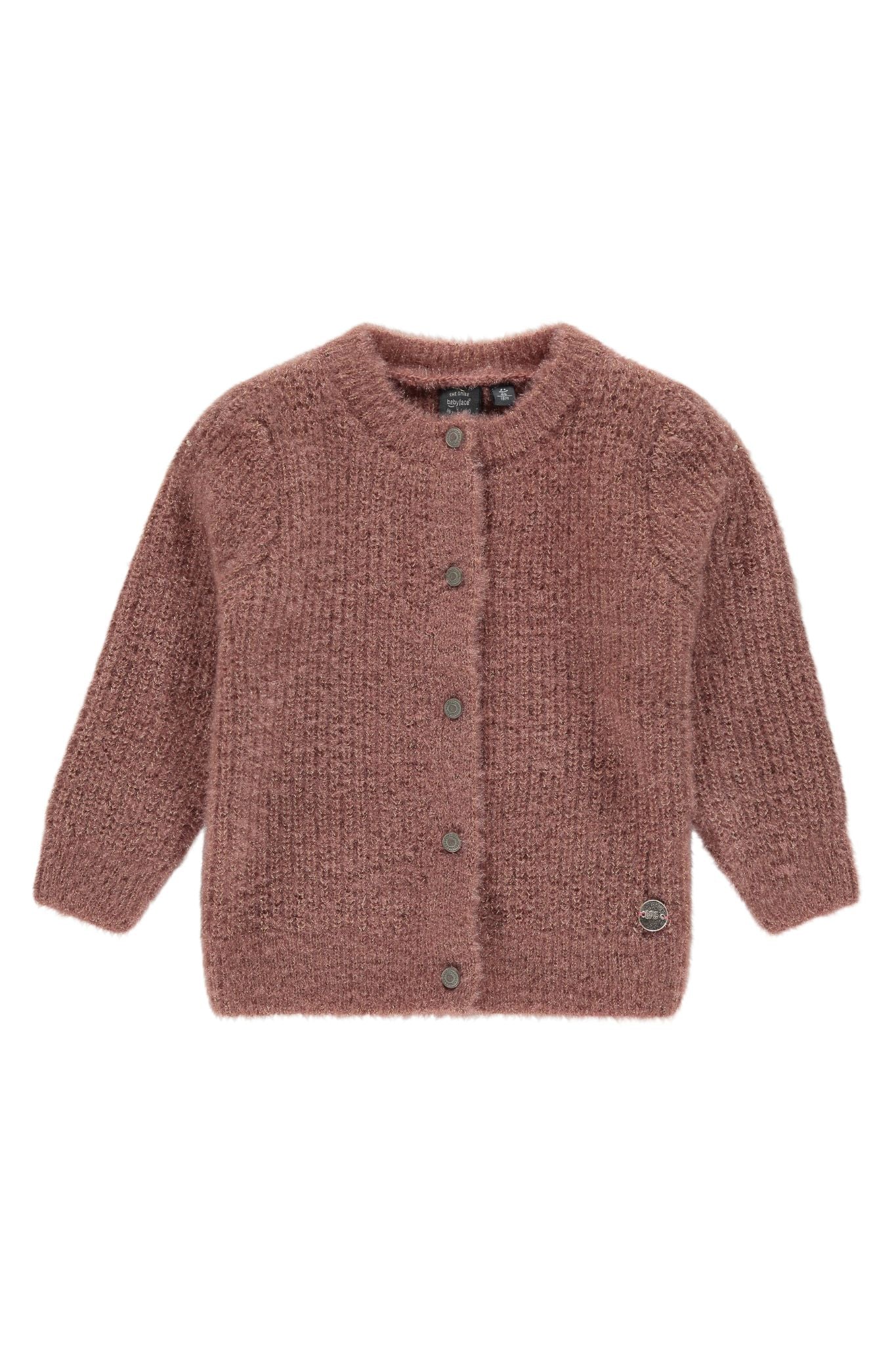 Baby Face Red Clay Fuzzy Button Up Cardigan
