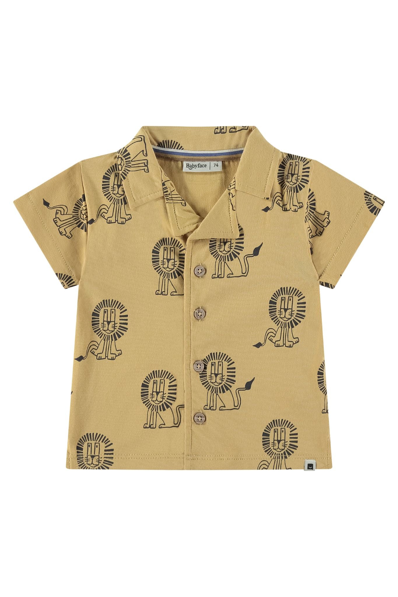 Baby Face Lion Button Up Collared Tee
