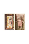 Green Maileg Little Sister Mouse In Matchbox