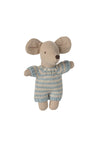 Maileg Blue Baby Mouse in Carry Cot