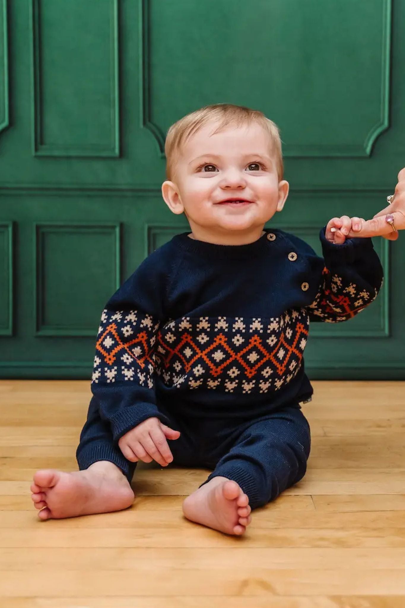 Viverano Navy Printed Sweater