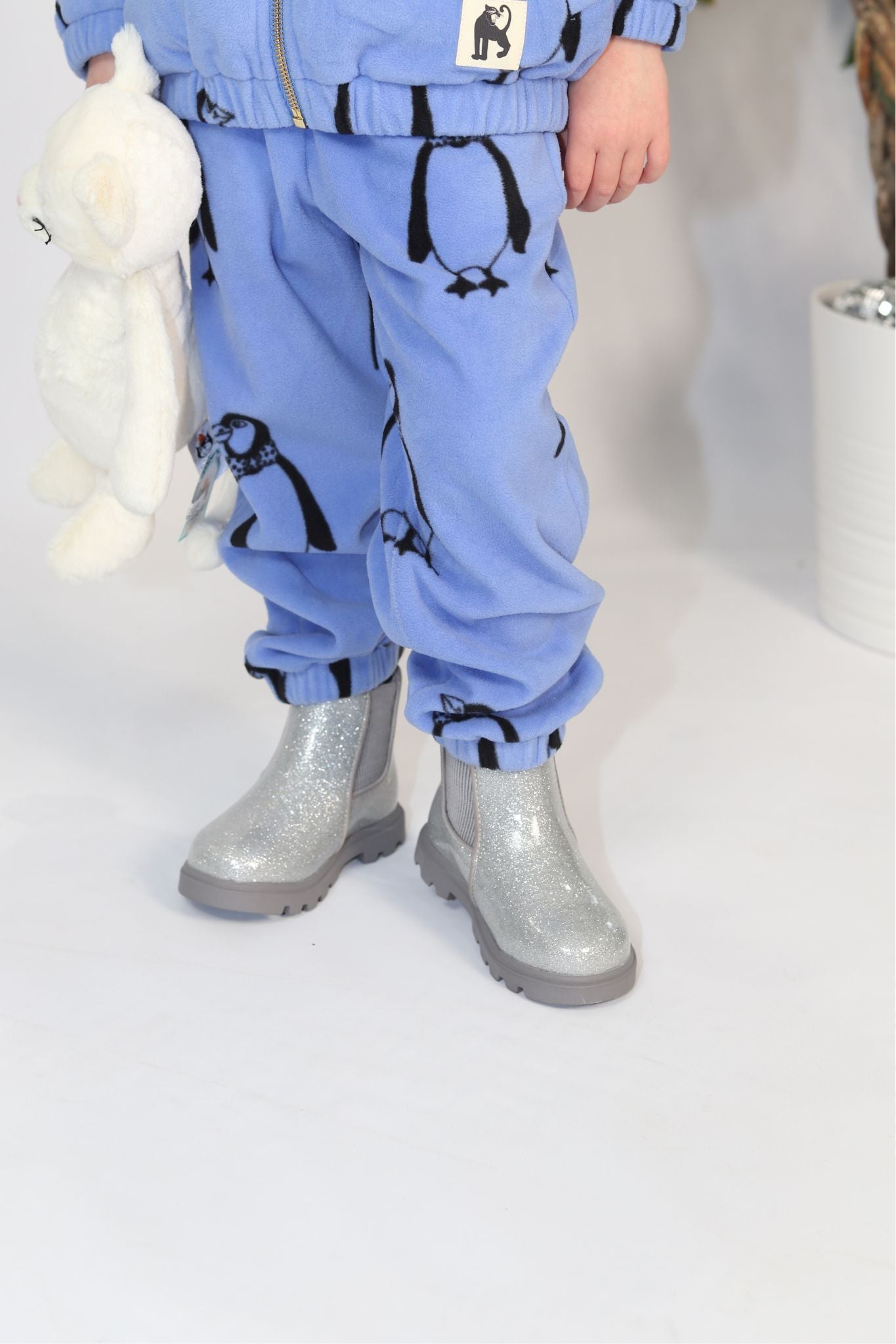 Recycled Blue Penguin Fleece Sweatpant – (Unisex) Kids Bowfish