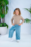 Mayoral Bluebell Velour Cropped Trouser