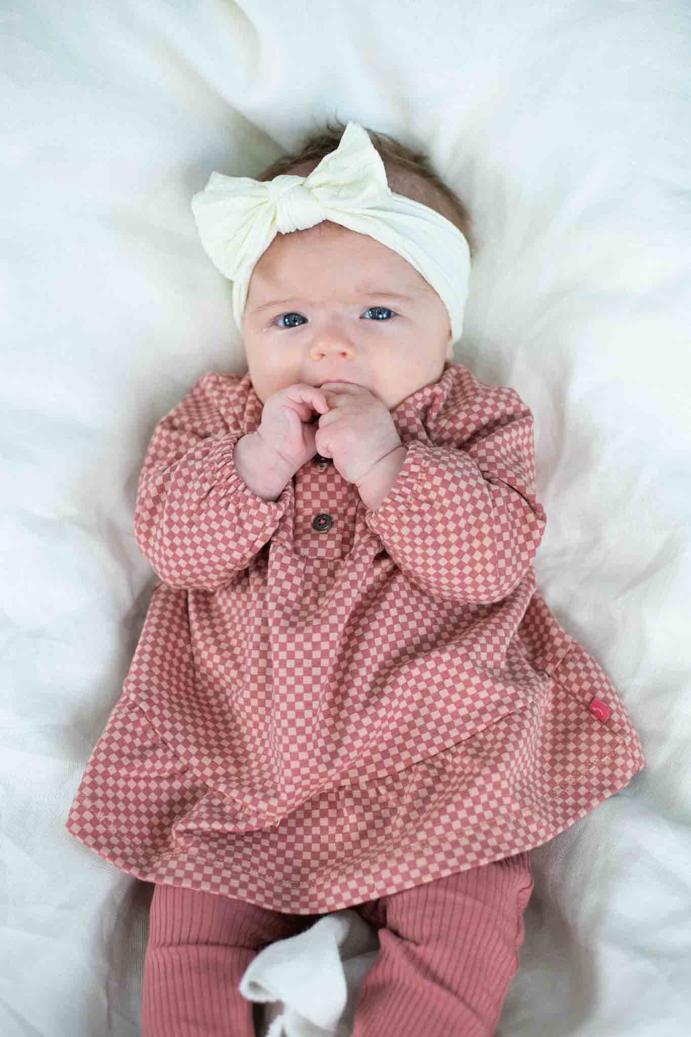 Blush Melange Layered Checked Dress (Baby Girl) Bowfish Kids