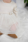 Mayoral Bone Tulle Dress with Bow