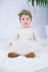 Mayoral Bone Tulle Dress with Bow