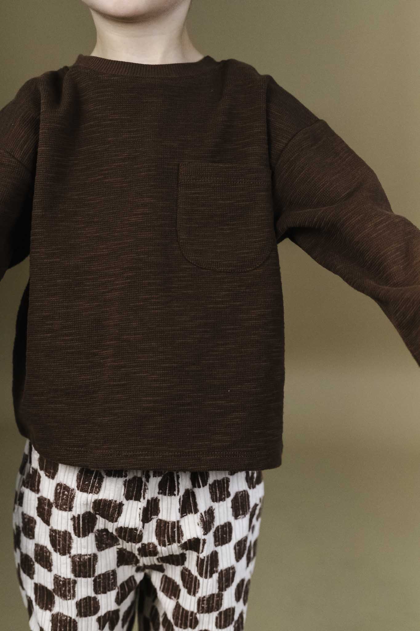 Play Up Brown Rib Long Sleeve