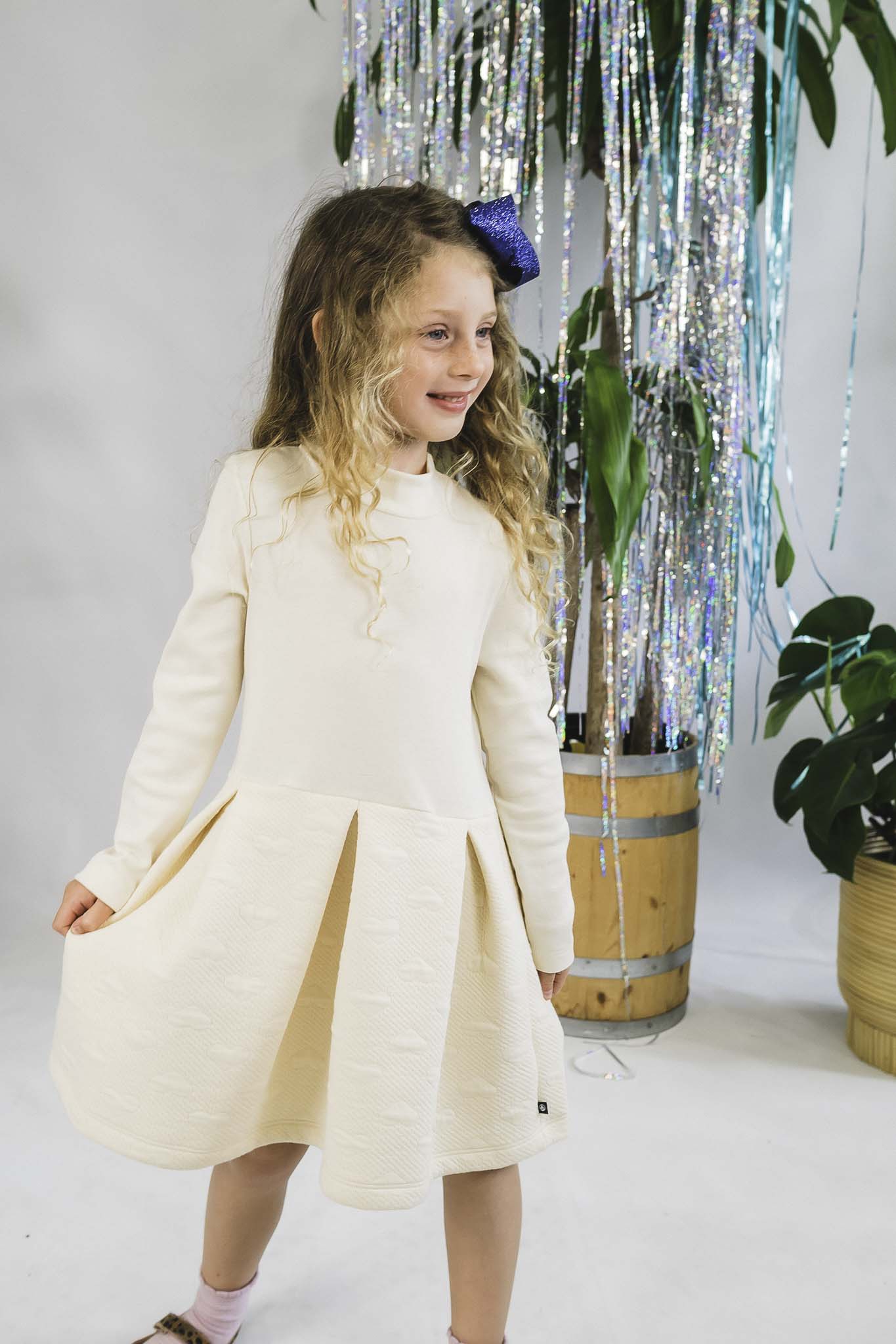 Cream Embossed Hearts Dress (Toddler Girl) 4/5 Cream Embossed Hearts Dress (Toddler Girl) 4/5