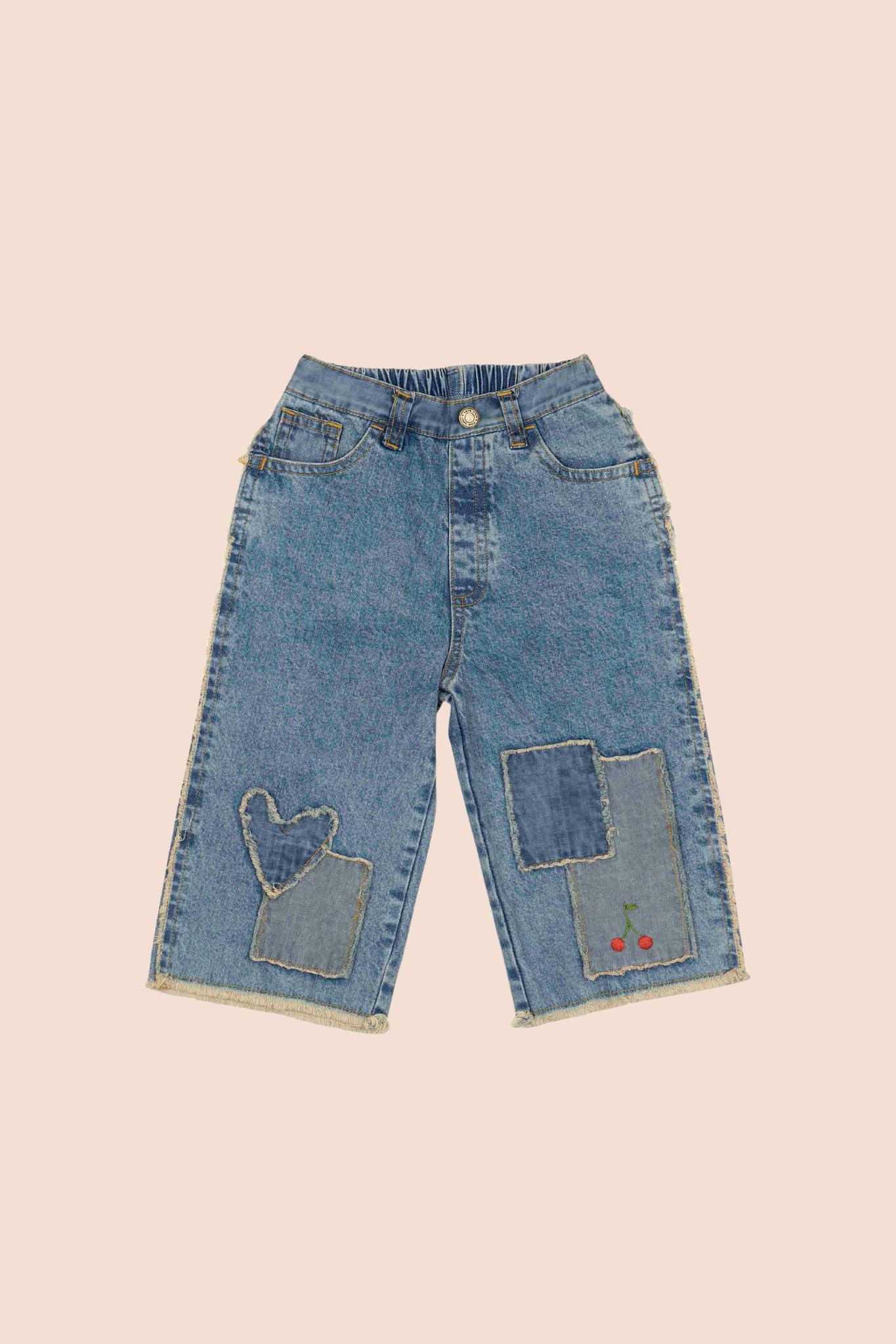 Wild Wawa Denim Patchwork Heart Pants