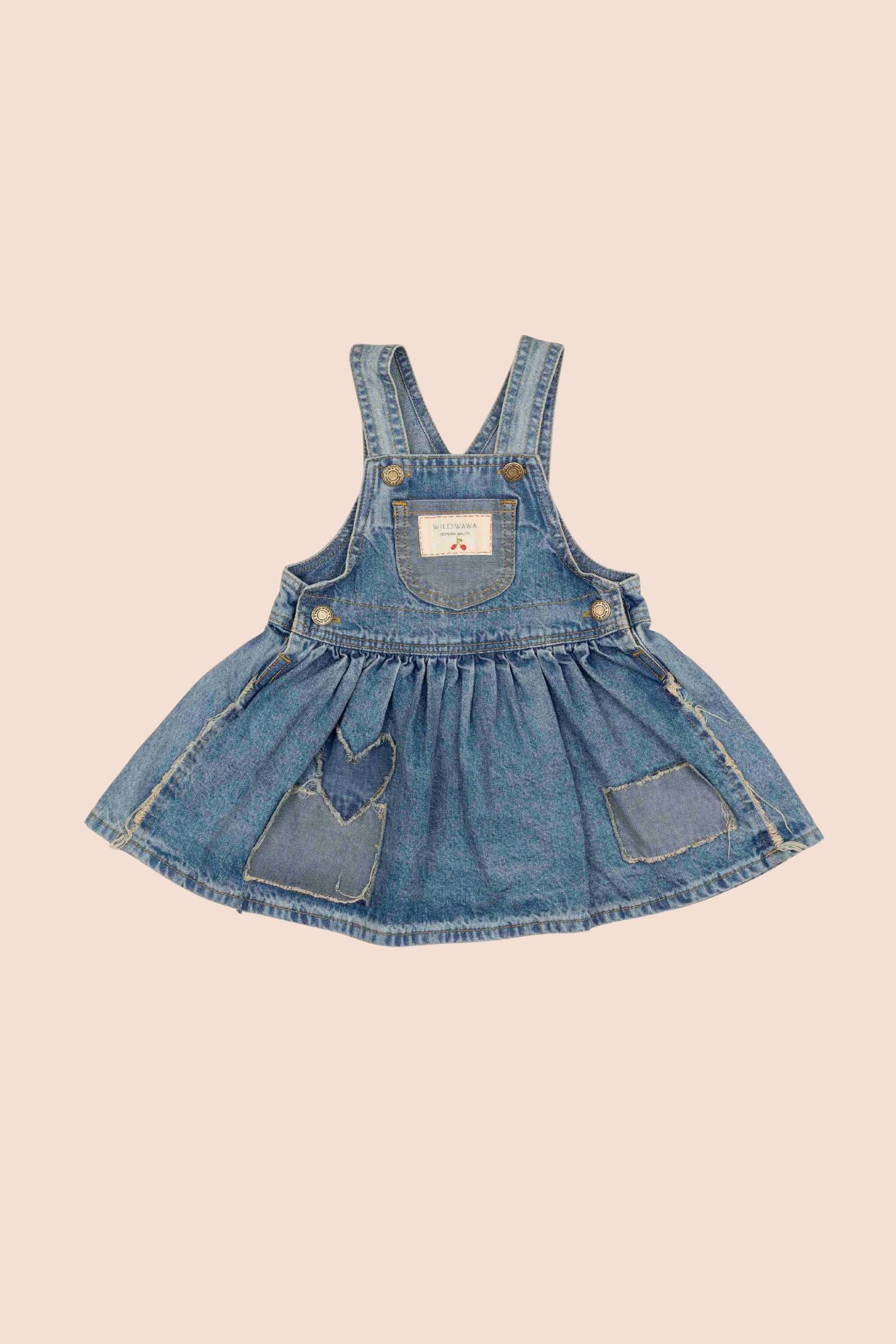 Wild Wawa Denim Patchwork Overall Dress
