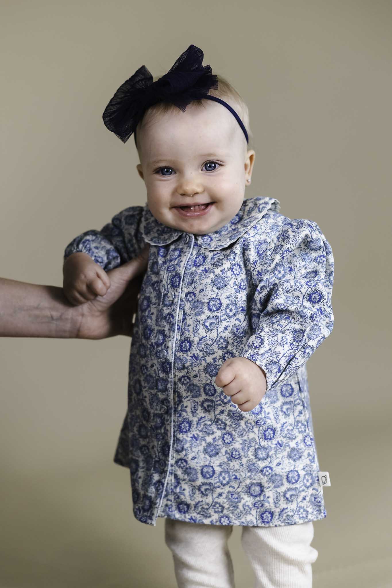 Cozmo Ecru Floral Corduroy Dress