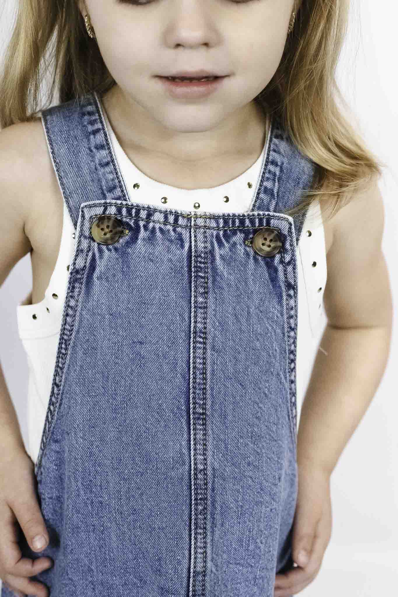 Floral Denim Overall Dress for Girls