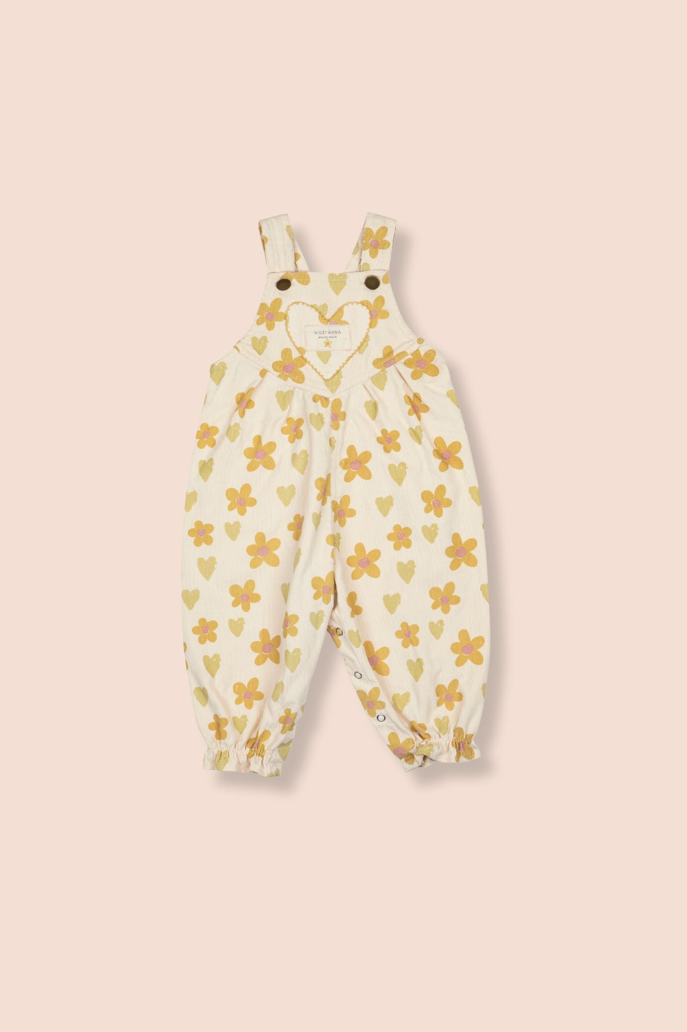 Wild Wawa Floral Heart Pocket Overalls 