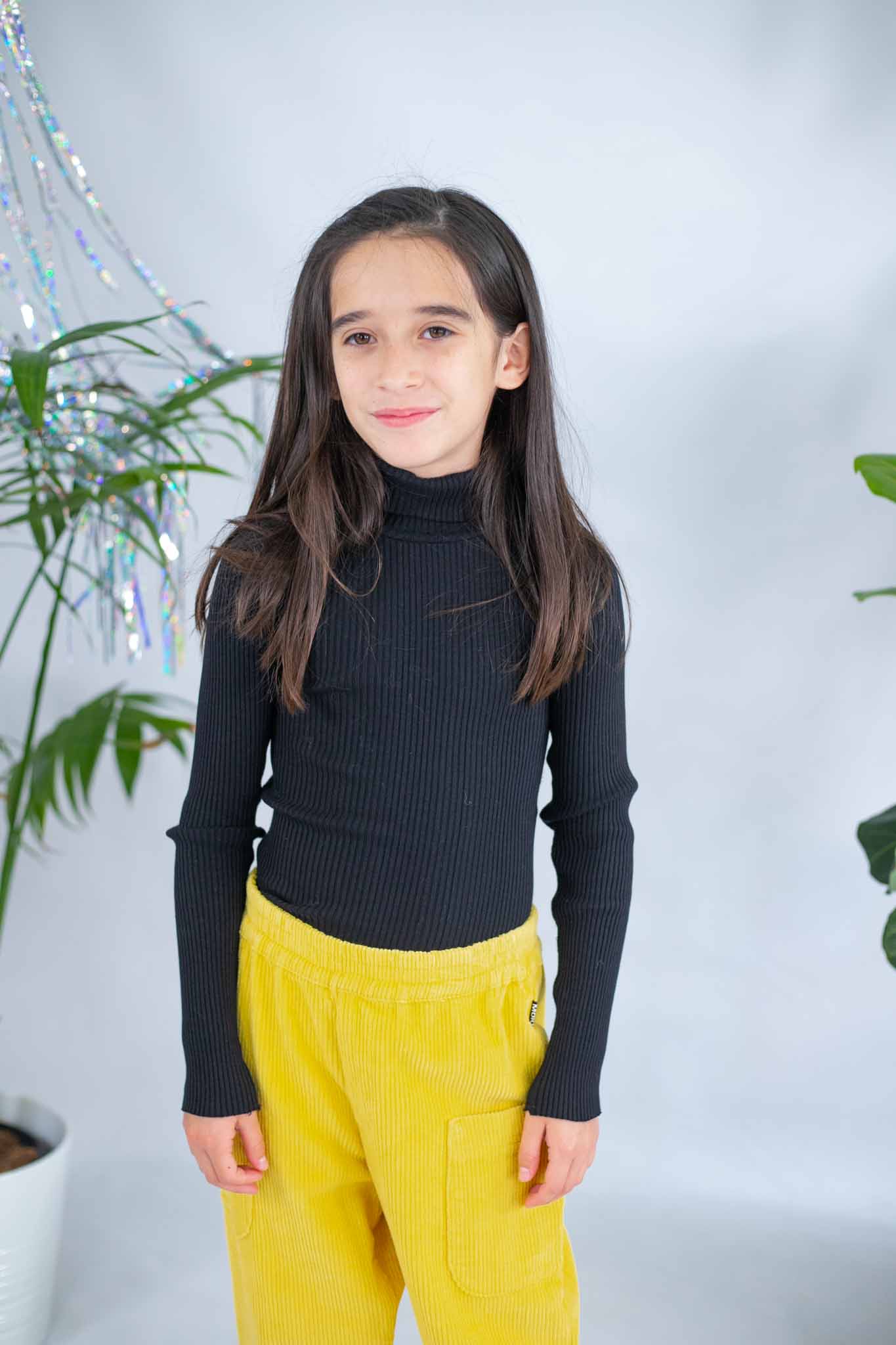 Shirt Long (Girl) – Kids Black Sleeve Romaine Bowfish