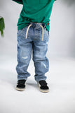 Mayoral Dirty Blue Ripped Denim Cargo Pants