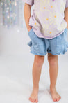 Tiny Whales Mineral Denim Blue Bird Butterfly Shorts
