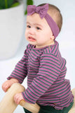 Baby Face Plum Striped Ruffle Shirt