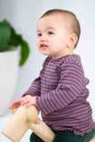 Baby Face Plum Striped Ruffle Shirt