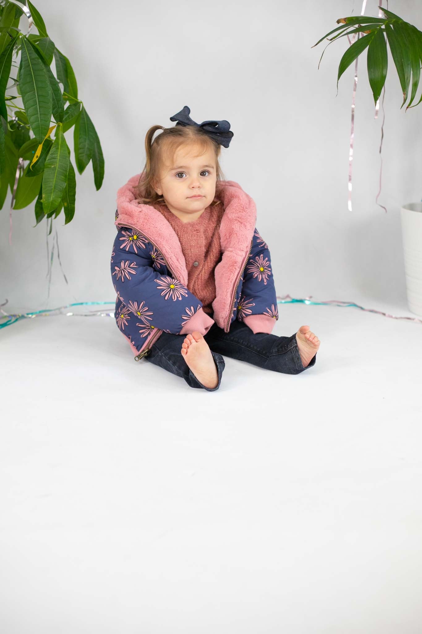 Baby Face Rose Fuzzy Reversible Winter Jacket