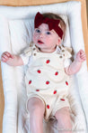 Viverano Strawberry Embroidered Knit Ruffle Romper Set