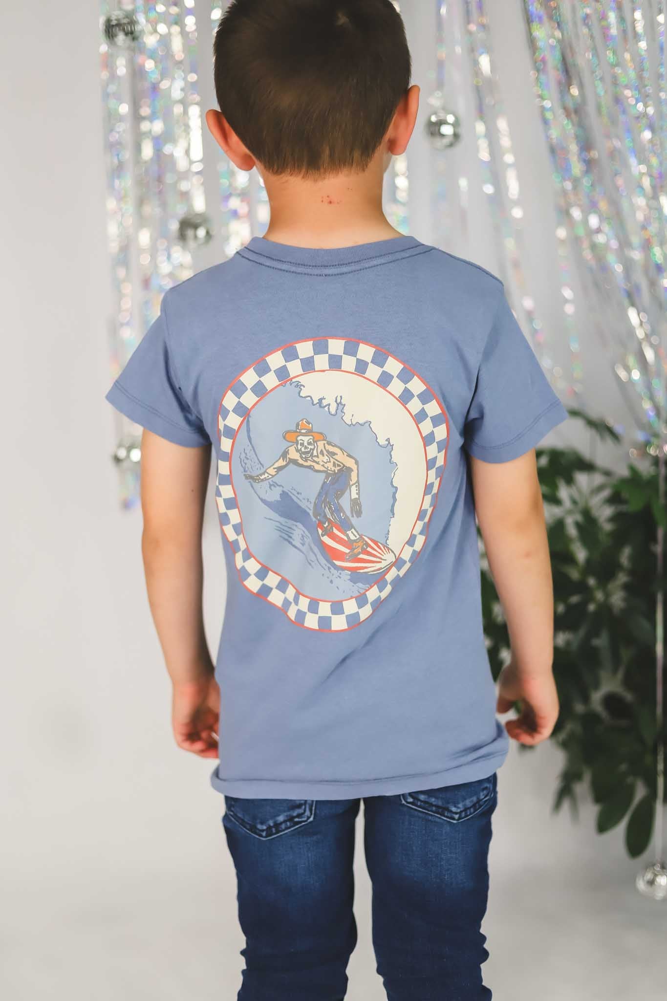 Tiny Whales Surf Rodeo Faded Navy Tee