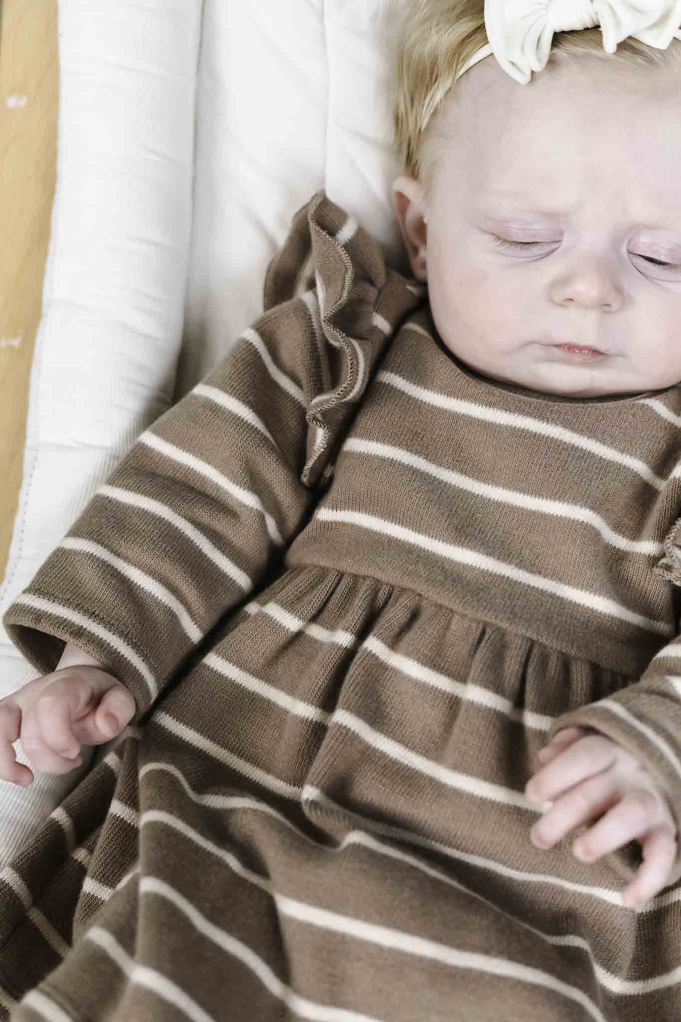 Tan Striped Jersey Dress (Baby Girl) 6-9m