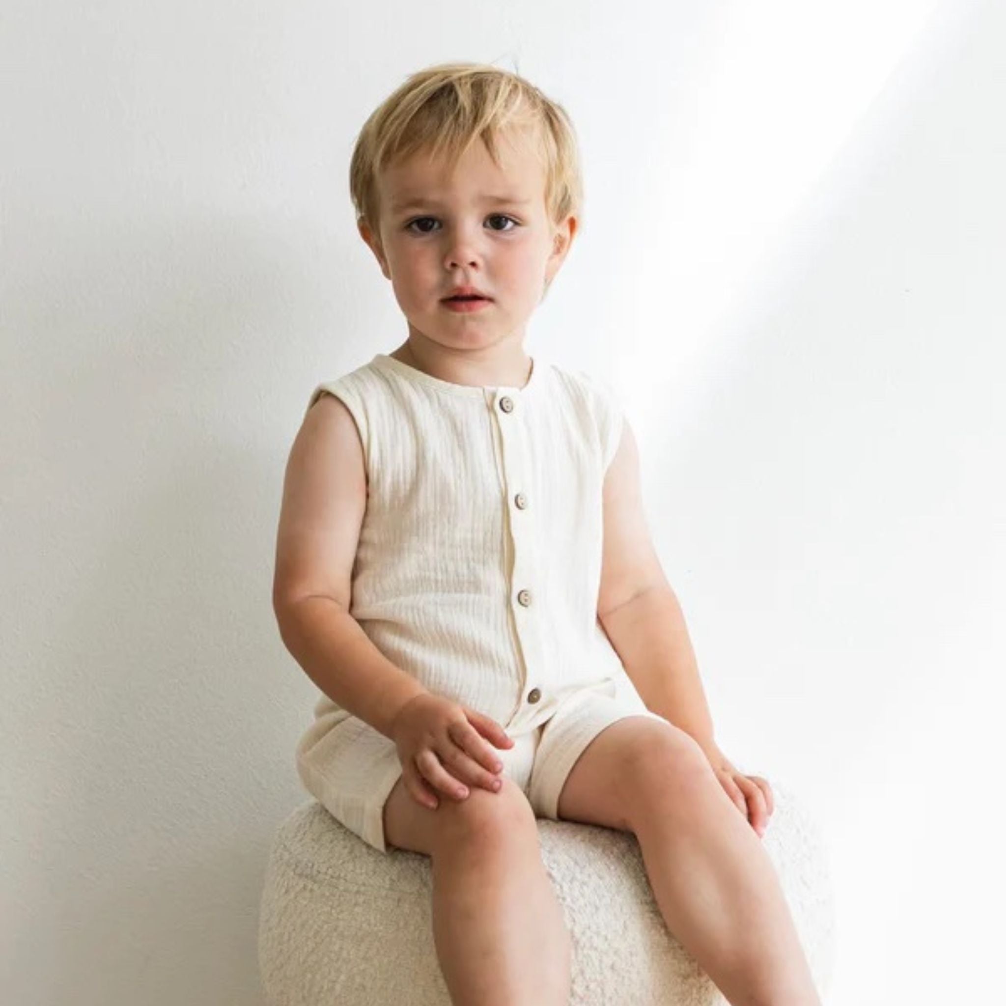 Ecru Muslin Romper (Baby Boy) – Bowfish Kids1