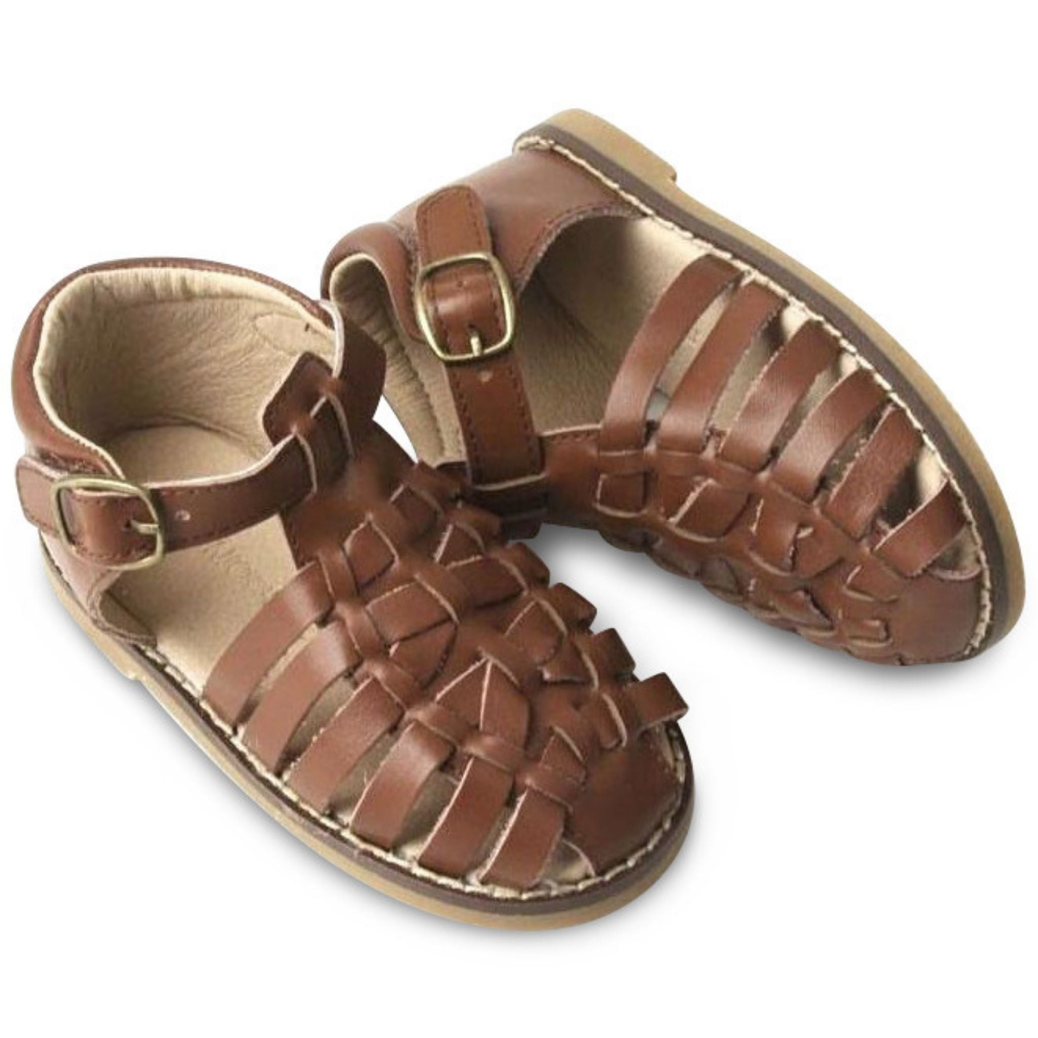 Hazlenut Leather Indie Sandal Hard Sole (Toddler Little Boy