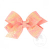 Coral Iridescent Sequin Bow Wee Ones