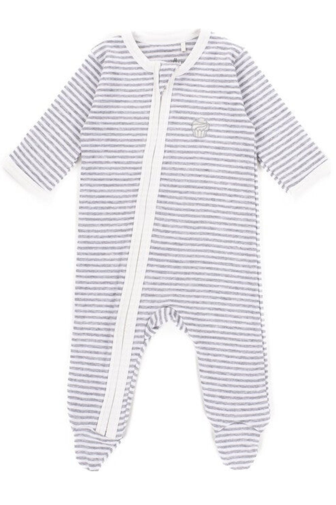 A Muffin in The Oven Heather Grey Stripe Footie