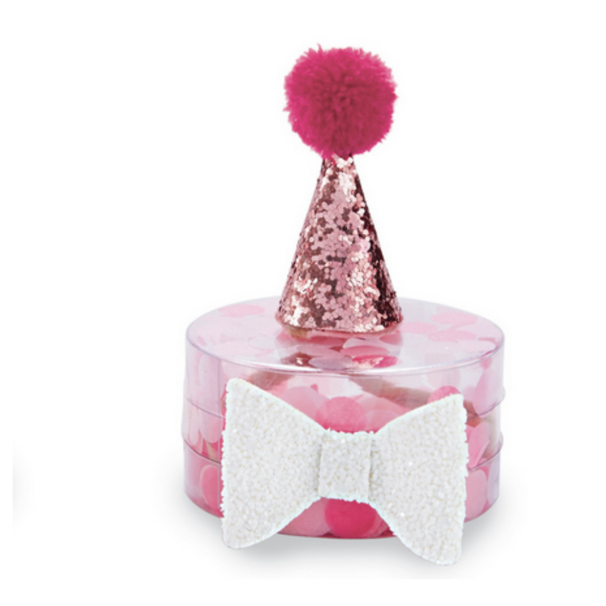 Mud Pie hot pink girls party hat and bow set