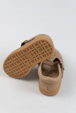 Stone Leather Woven T Bar Hard Sole (Toddler + Little Girl)